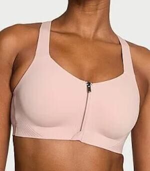 NWT VS 36DDD Knockout Front-Close Sports Bra High Impact Gold Zipper Soft Pink